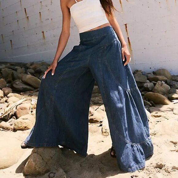 Free People We The Free Dawn On Me Wide Leg Jeans Large - Picture 1 of 5